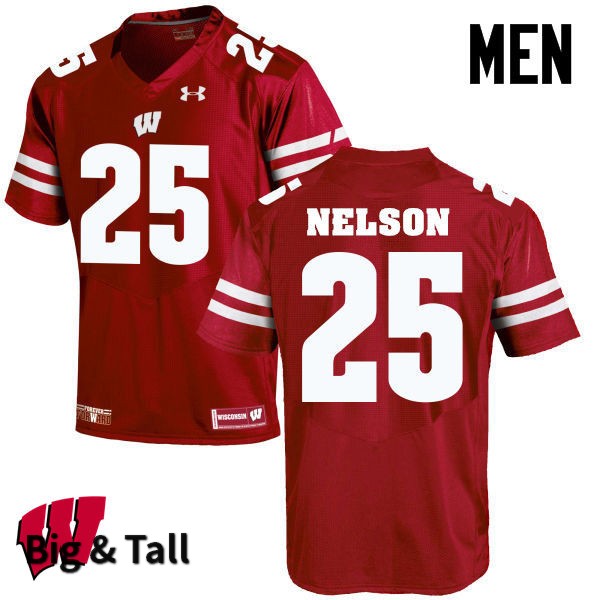 Wisconsin Badgers Men's #25 Scott Nelson NCAA Under Armour Authentic Red Big & Tall College Stitched Football Jersey AD40Z58RP